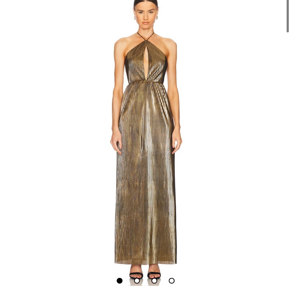 House of Harlow Gold Halter Maxi Dress